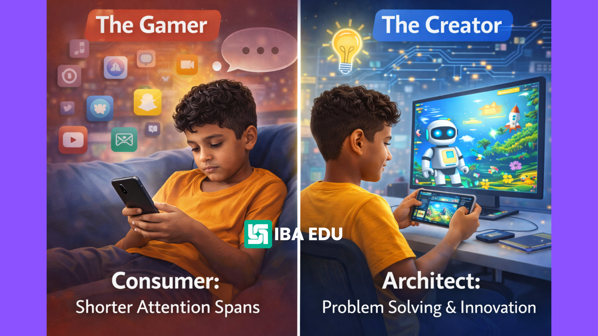 Before & After split-screen illustration