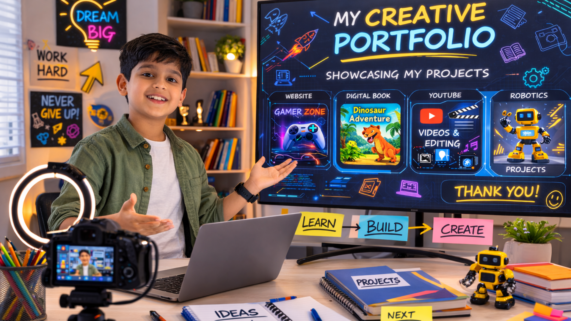 Kids participating in an AI workshop or summer camp.