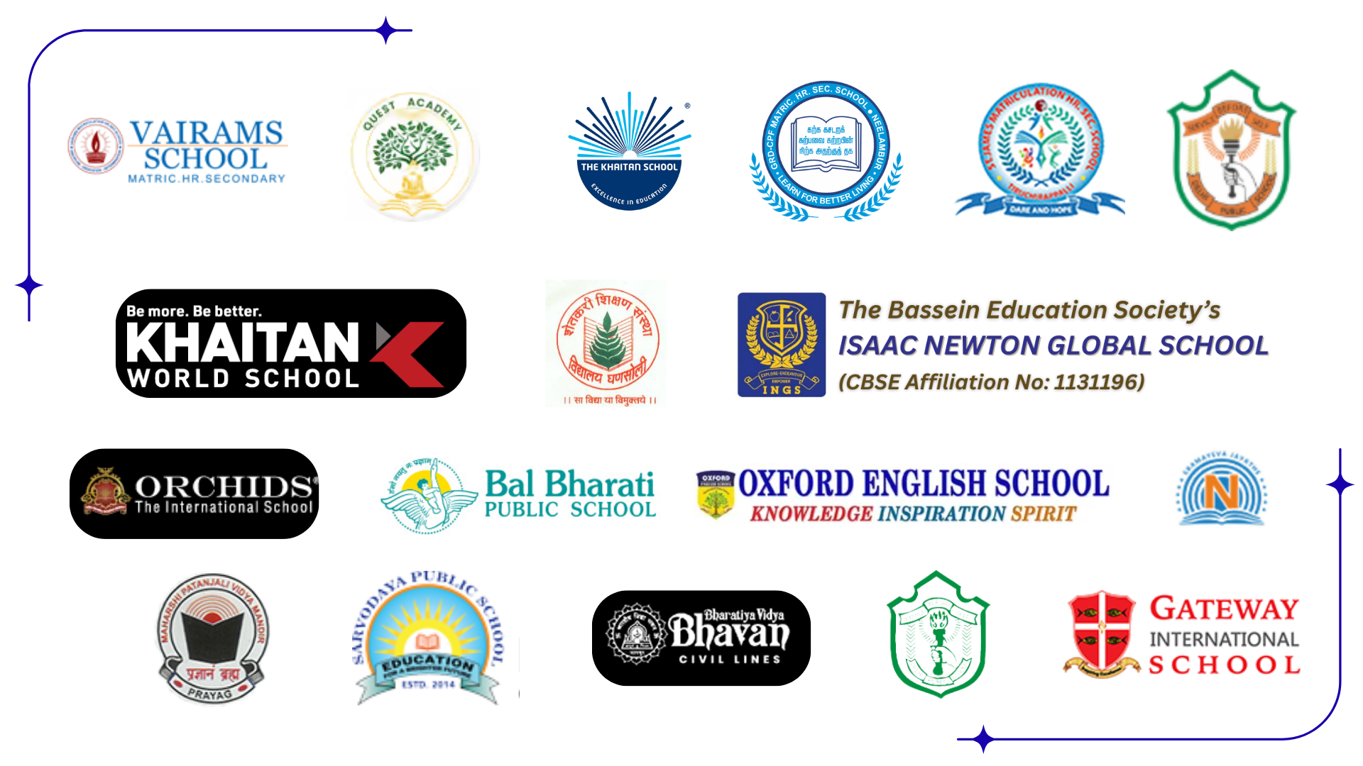 Collage of various school logos from different educational institutions.